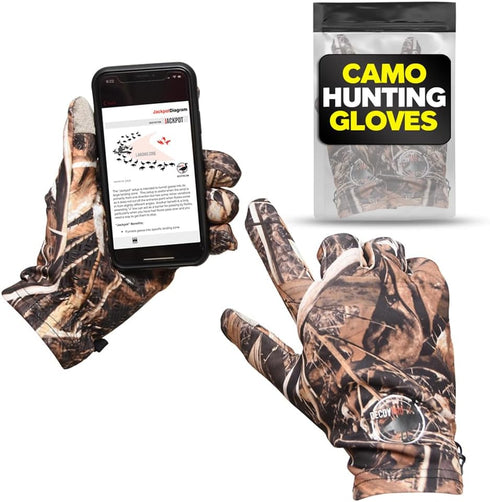 Touchscreen Thin Hunting Gloves for Men, Camo Gloves for Turkey Duck Hunting Gear, L-XL Size