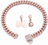 Rose Gold Chain Dog Collar - 10MM/14MM Cuban Link Chew Proof Stainless Steel for Small Medium Large Dogs (14mm, 18inch)