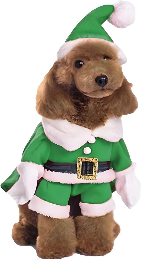 NACOCO Pet Christmas Costumes Dog Suit with Cap | Santa Claus Suit Dog Hoodies for Cats (Green, L)