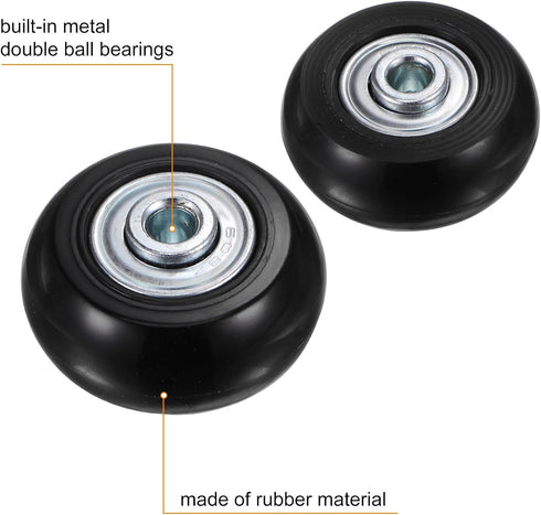 uxcell 40x18mm Replacement Luggage Wheels Repair Kit with 4 PU Bearing Wheels, Washers, Wrenches & Axle Screw