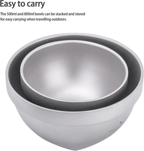 (500ml) Boundless Voyage Titanium Double Walled Bowl - Ultralight Portable Tableware for Oatmeal, Rice, Soup, Yogurt