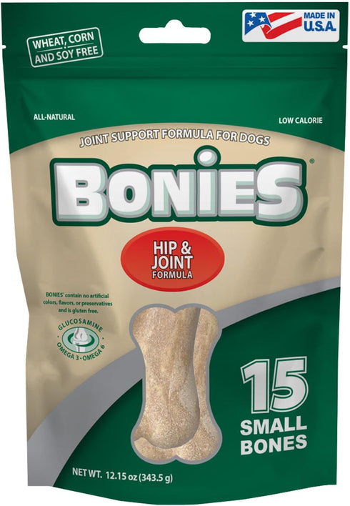 Bonies Natural Hip & Joint Formula Small-Sized Bone, 15 Bones, Glucosamine & Omega Fatty Acids, Low Calories, Chicken