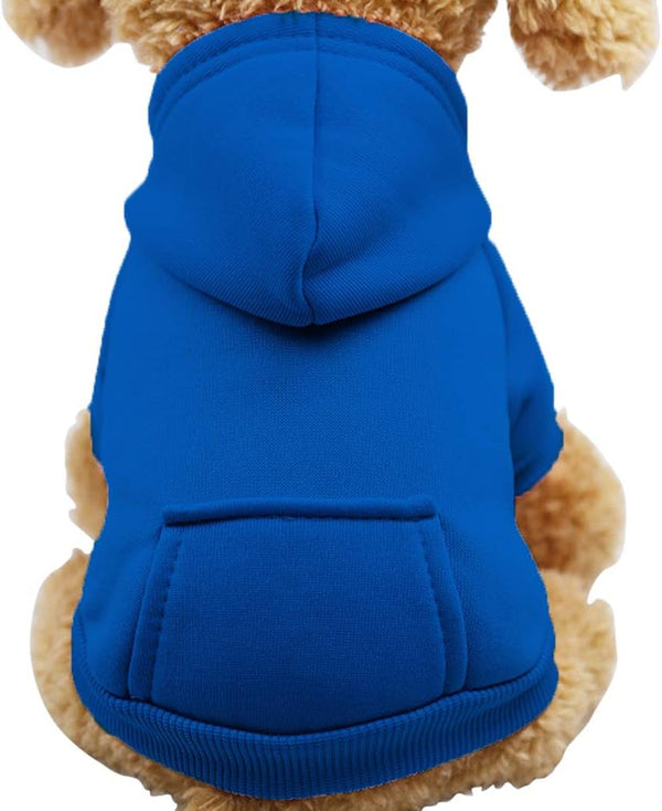 Jecikelon Winter Dog Hoodie Sweatshirts with Pockets, Warm Clothes for Small Dogs Chihuahua Coat (Dark Blue, Small)