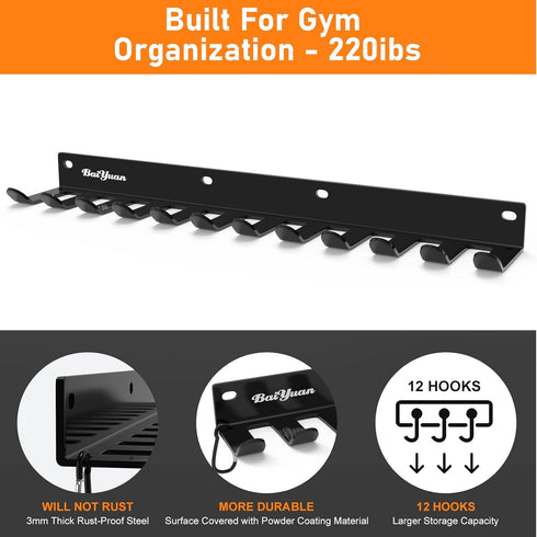 Home Gym Storage Rack, Multi-Purpose Heavy Duty Wall Mount Barbell Rack for Gym Equipment