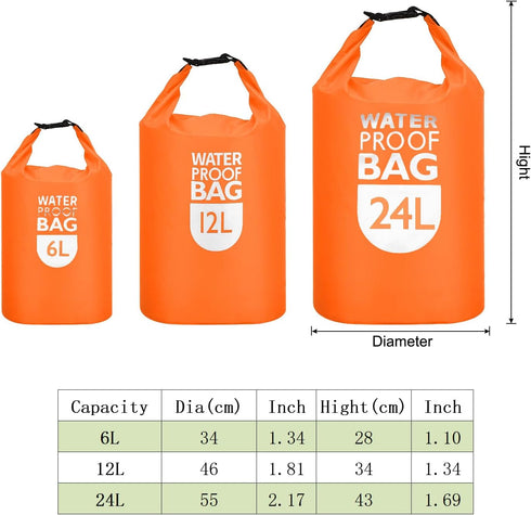PATIKIL 12L Waterproof Dry Bag, Lightweight Roll Top Bag for Gym, Kayaking, Hiking, Camping, Orange