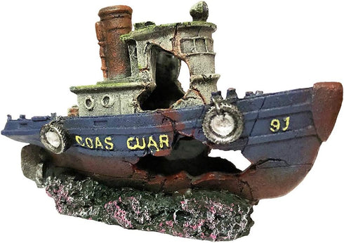 Aquarium Large Shipwreck Decorations, Lifelike Resin Pirate Ship Decor for Fish Tank