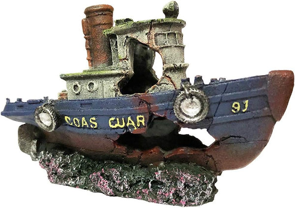 Aquarium Large Shipwreck Decorations, Lifelike Resin Pirate Ship Decor for Fish Tank