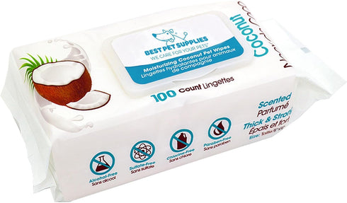 Best Pet Supplies 8" x 9" Pet Grooming Wipes, 100 Pack for Dogs & Cats, Plant-Based Deodorizer