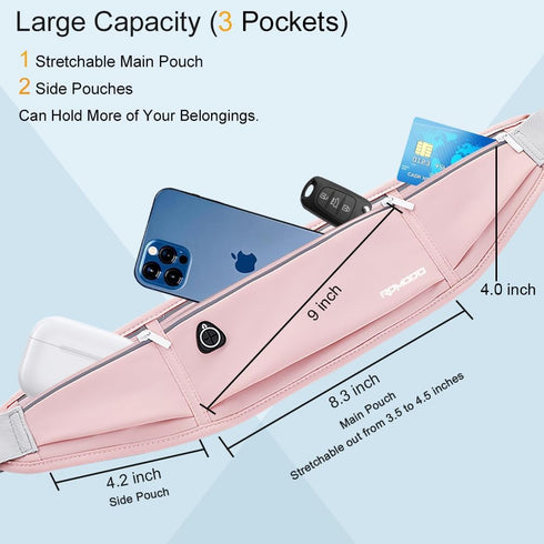 Running Belt Fanny Packs for Women, Water Resistant Large Capacity Waist Pack for iPhone 15 14 13, Lightweight Running