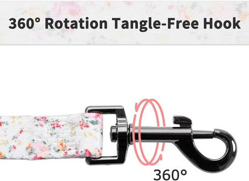 Ihoming Dog Collar and Leash Set for Medium Dogs, Floral Sky Design for Daily Outdoor Walking & Training