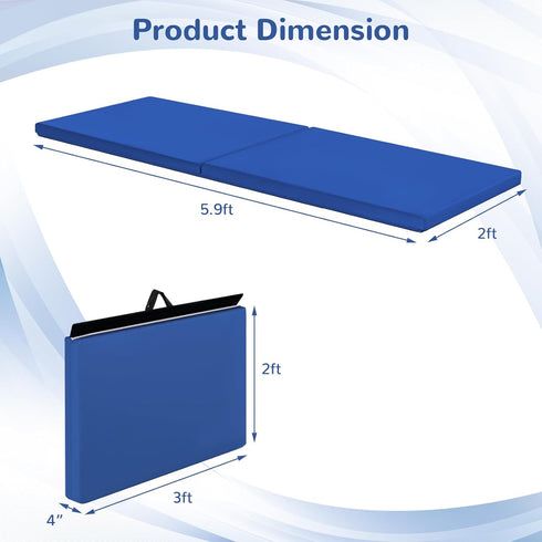 2 6 MMA, GYMAX Exercise Mat, FT x FT Bi-Fold with Carry Handles, Thick Home Workout Floor Mat for Gymnastics, Tumbling