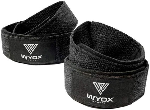 WYOX Figure 8 Weight Lifting Straps for Heavy Duty Deadlifting Workout | Gym Equipment Gear for Men Women PAIR (Black)