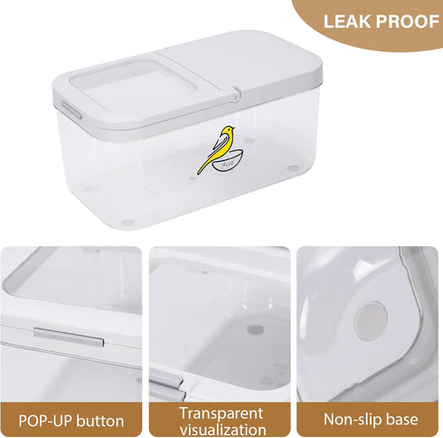 Mowhut 5.4 Qt/6 Bird Seed Storage Container, L Pet Food Container with Measuring Cup & Stainless Steel Bird Feeder