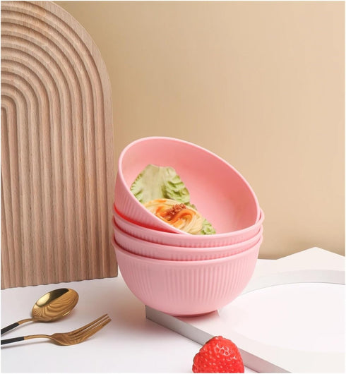 Generic 4/8pcs Meal(8pcs-pink) Pink Vertical Bowl Household Plastic Drop Resistant Rice Outdoor Camping