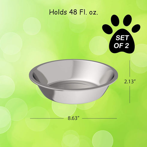 PETMAKER Stainless-Steel Hanging Pet Bowls for Dogs & Cats-Cage, Kennel, & Crate Large Feeder Dishes for Food & Water-Set of 2, 48oz Each