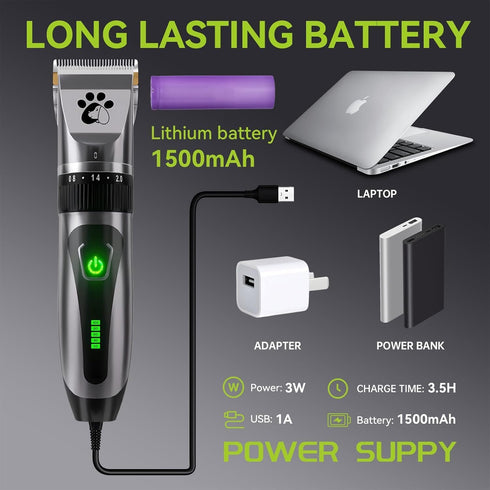 Trimmer, 2-Speed Trimmer Coldspot Dog Clippers Cordless, Professional Cat Low Noise Dog Grooming Kit, Pet for Small