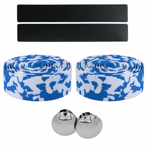 KINGOU White & Blue Camouflage EVA Road Bike Handlebar Tape, 2PCS Per Set