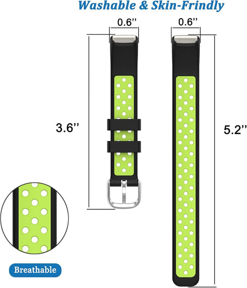 NINKI Sport Bands for Women Silicone (Black+Red) - Cute Small Waterproof Replacement Bands for Fitbit Luxe