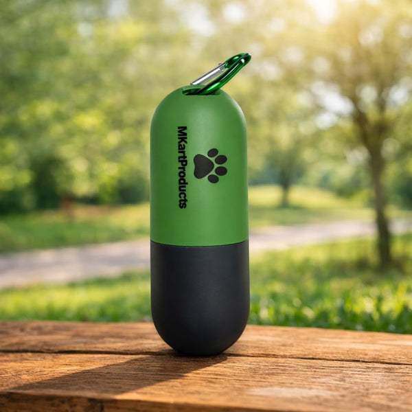 MKartProducts Portable Dog Poop Bag Dispenser with LED Flashlight, Refillable Waste Bag Holder