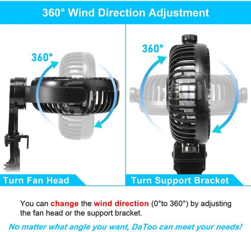 DaToo Quiet Aquarium Chillers, Adjustable Wind Angle Cooling Fan for Fish Tank with Clip and Suction Cup