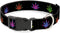 Plastic Clip Collar - Marijuana Leaf Repeat Black Multi Color - Small 9-15"