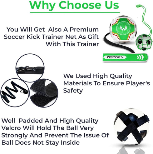 Solo Soccer Volleyball Rugby Football Trainer Belt - Kick Throw Practice Training for Kids, Youth, and Adults with