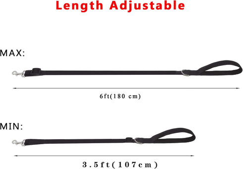 Adjustable Nylon Dog Leash, 6 Foot Long for Medium Large Dogs