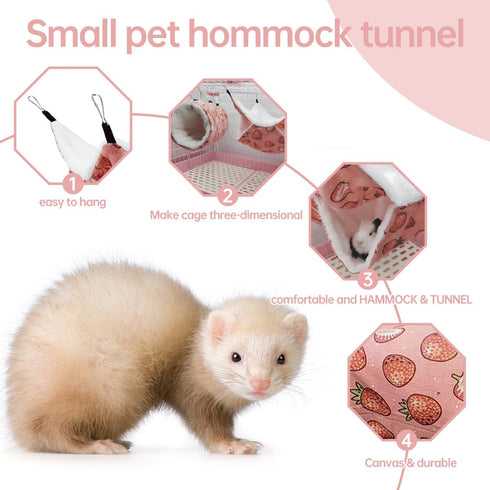 EAEDMY Hammock (4.Hammock) Rat Ferret Toys Cage Accessories, Guinea Pig Hideout Tunnel, Warm Bed for Rat Ferret Guinea