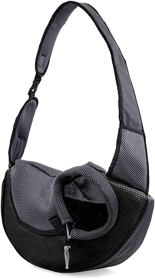 Dog Sling Carrier, Breathable Mesh Bag for Small Dogs Cat Carrier (Fits 3 lbs to 6 lbs Pets), Black