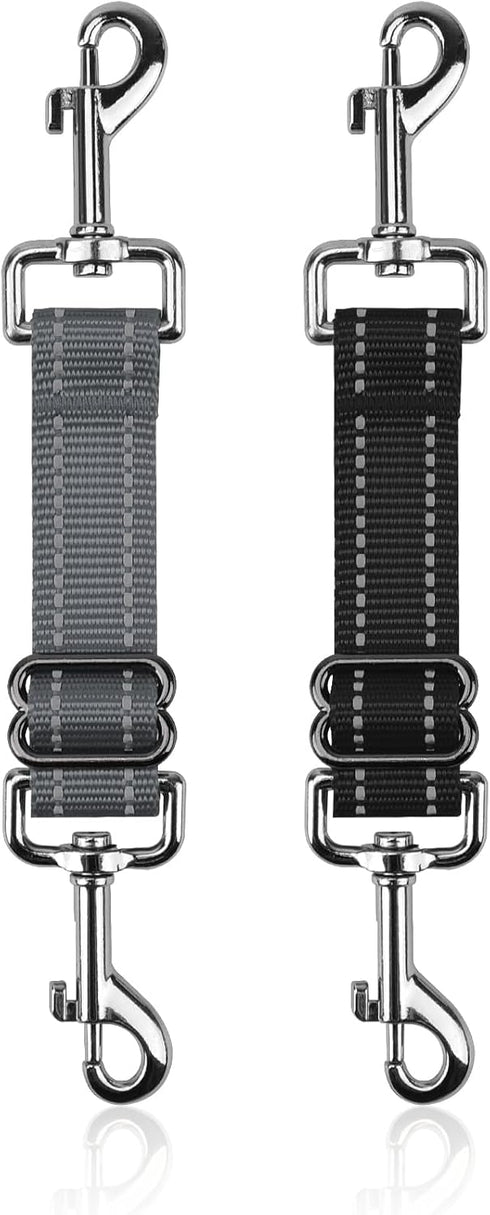 YUEPET 2 Pack Adjustable Prong Collar Backup Clips, Reflective Double Ended Clasp Leash Connector for Dog Harness