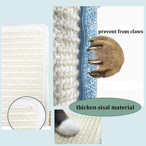 Cat Scratching Pad, Natural Sisal Mat for Sofa Bed Protector, Heavy Duty Scratch Pad for Grinding Claws, Easy