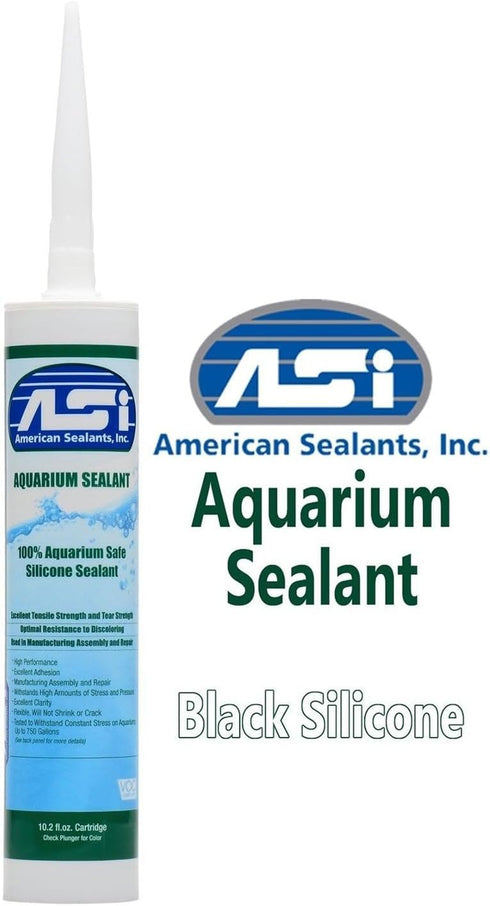 ASI Black Aquarium Silicone Sealant, 10.2 Oz Cartridge