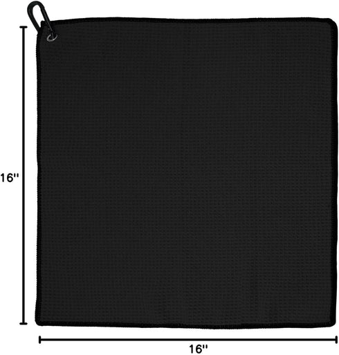 VIVIDLY 3 Pack Microfiber Golf Towels, Waffle Pattern in Black, Blue, Gray - Ideal Men's Golf Gifts