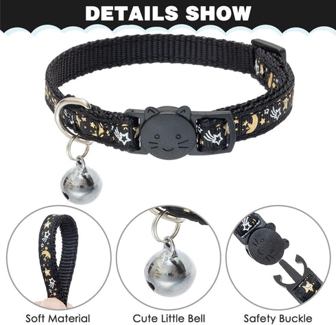 PAWCHIE Cat Harness with Leash and Collar Set - Adjustable H-shaped Harness with Glow in The Dark Pattern