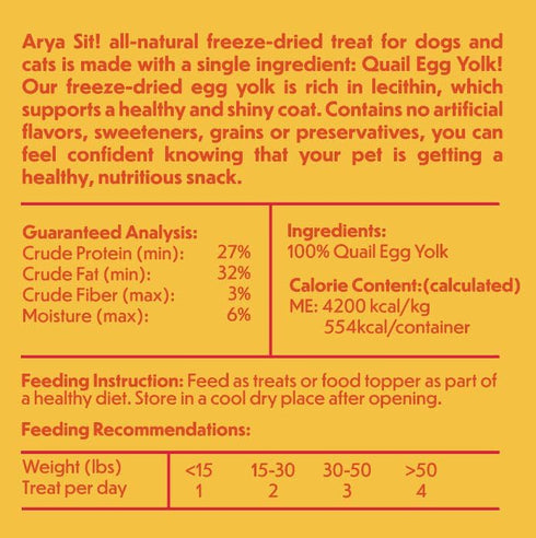 Freeze-Dried Single Ingredient Dog Treats (Egg Yolk, 5oz)