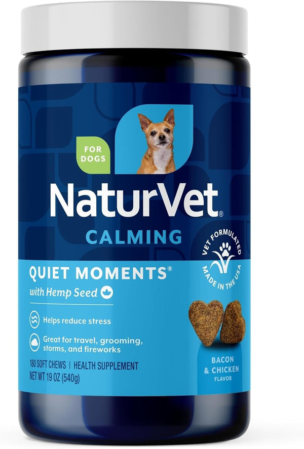 NaturVet Quiet Moments Calming Aid Dog Supplement, Helps Promote Relaxation, Reduce Stress,