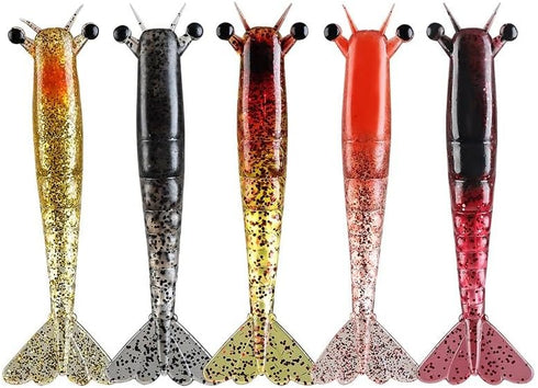 Wxbimksza 10-pcs 5colors Sinking Biomimetic Shrimp Soft Lure 0.21oz/3.74in 0.35oz/4.53in Artificial Fishing Bait,