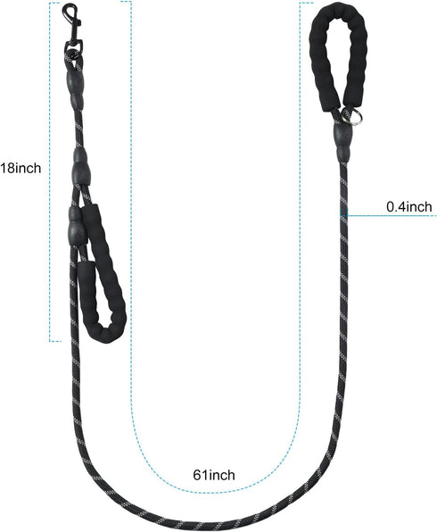 Dog Leash Traffic Double Padded Handles, Comfortable Reflective 2 Handle Leashes for Medium Large Dogs, Pink