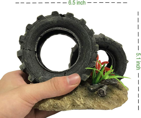 Aquarium Tyre Decorations, Resin Material Tyre Ornament, Environment Friendly Decorations