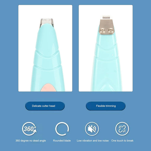 Dog Clippers, Electric Rechargeable Pet Paw Trimmer Comfortable Handle Professional Low Noise Stainless Steel Blade for Travel (Blue)