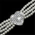 Dogs Kingdom 4 Rows Bling Rhinestone Heart Decor Collar Necklace, Dog Cat Pearls Necklace, White, M:10-12" Neck