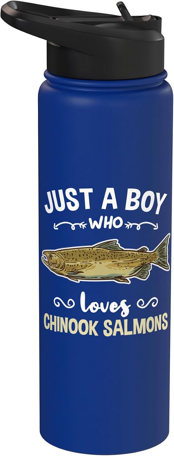Just A Boy Who Loves Chinook Salmons Stainless Steel Insulated Water Bottle