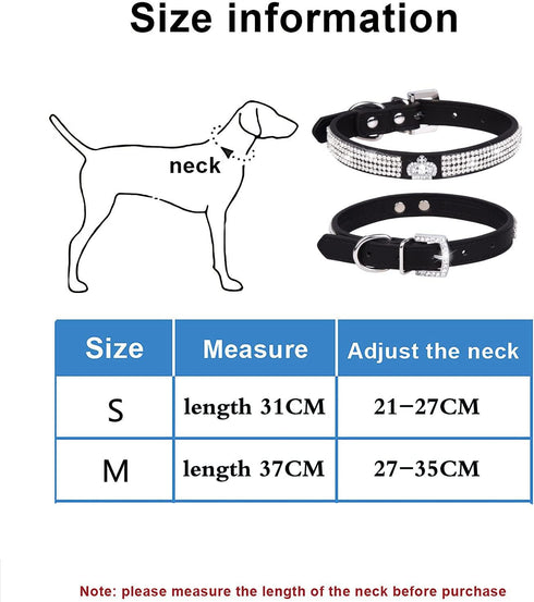 Cute Dazzling Sparkling PU Leather Bling Dog Collar with Rhinestone Crystal for Pets (XS, Blue)