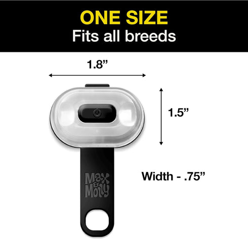 Max & Molly Rechargeable LED Dog Collar Light - Waterproof Silicone Safety Light for Night Walking, Running, Biking