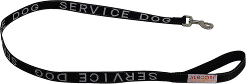 Albcorp Service Dog Leash - Embroidered with Padded Neoprene Handle and Reflective Threads, 4 Feet, Black