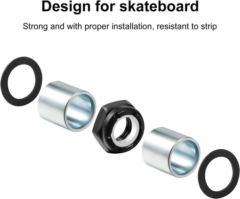 Hotop 56 Pcs Skateboard Truck Hardware Kit, Includes 8 Spacers, 8 Axle Nuts, 40 Speed Rings for Skateboard and Longboard