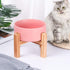 Pink Ceramic Elevated Raised Cat Bowl with Wood Stand, No Spill Pet Food Water Feeder for Cats and Small Dogs