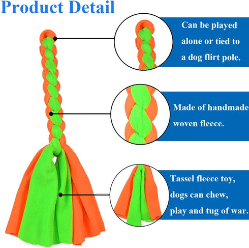 ASOCEA 2 Pack Dog Fleece Rope Toy for Chase and Tug, Interactive Cotton Chew Toy for Small Medium Dogs