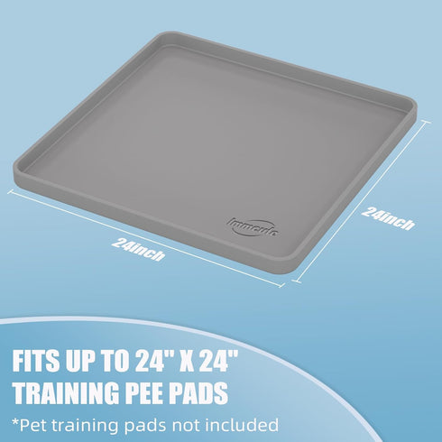 IMMCUTE 24" 24" 8 Pee Pad Holder, Fits Up to x Training Pads, Silicone Non-Slip Dog Potty Tray,High Edge Puppy Pad