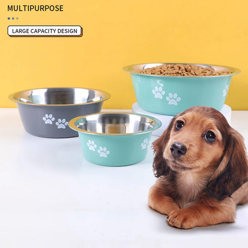 YUDANSI Dog Bowls 2 Pack, Non-Slip Silicone Sole, Stainless Steel Elevated Feeder for Small Medium Dogs (3.6 Cups)